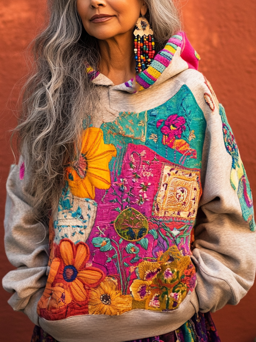 Women's Bohemian Boho Floral Printed Hoodie 0