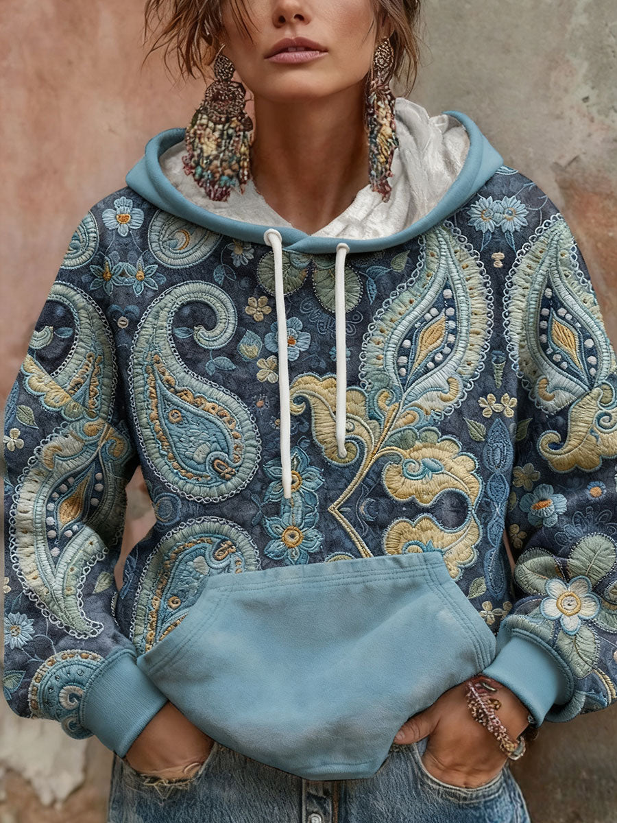 Women's Boho Bohemian Floral Art Printed Hoodie 0