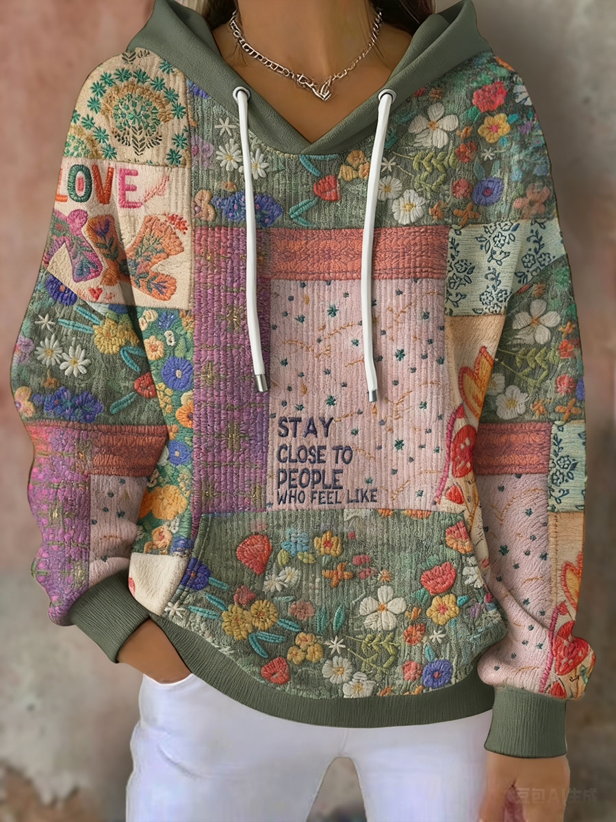 Women's Boho Bohemian Floral Art Printed Hoodie 0