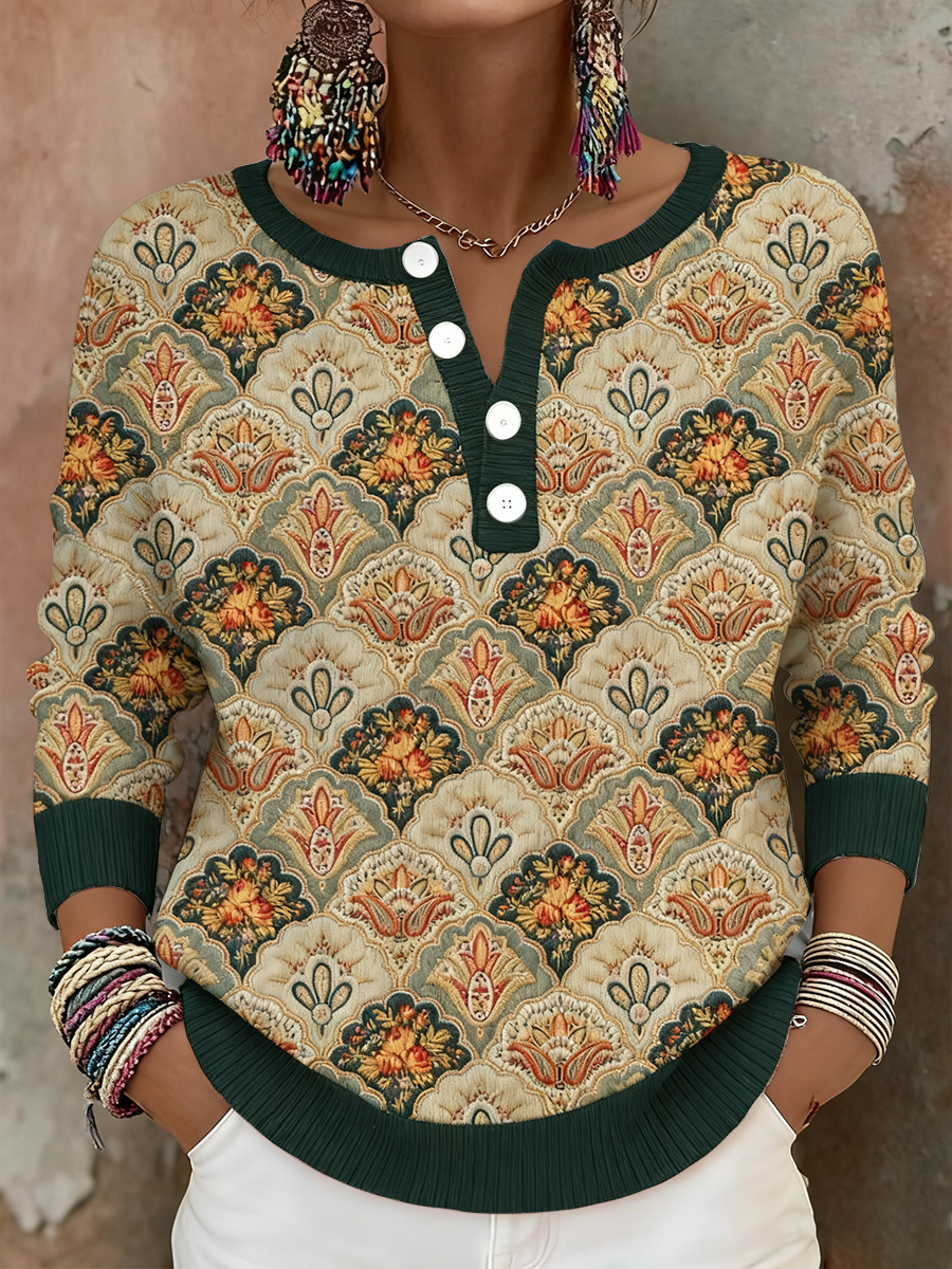 Women's Boho Bohemian Floral Art Printed Tops 0