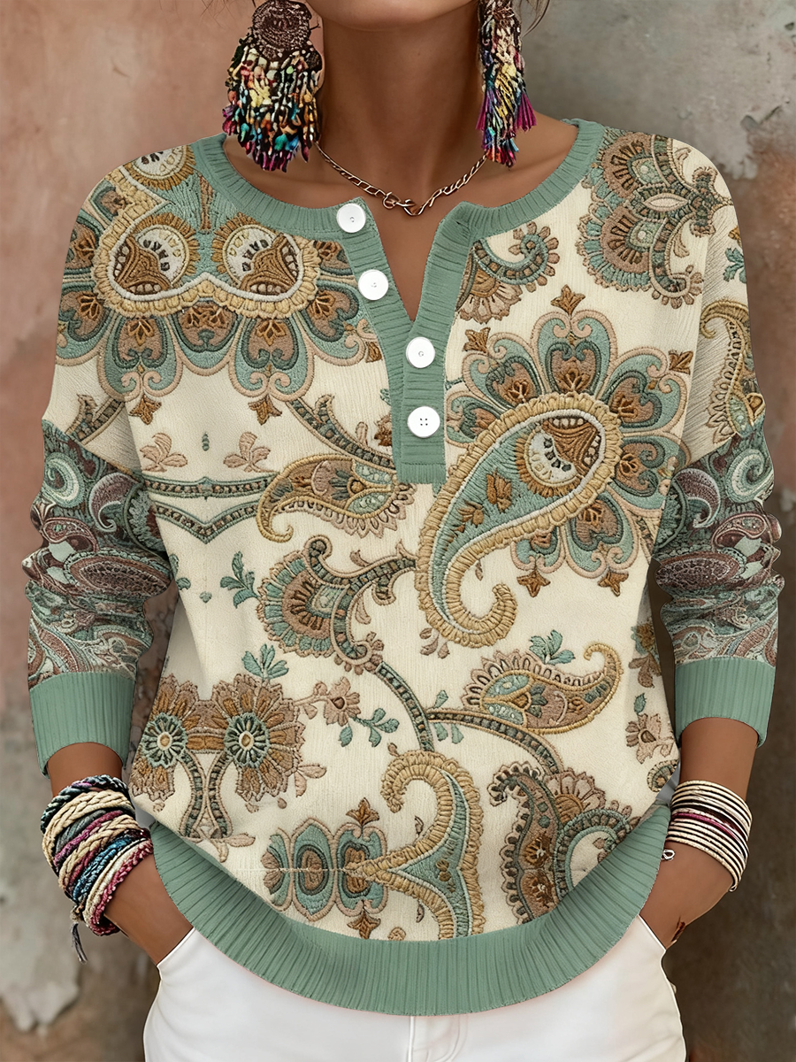 Women's Boho Bohemian Floral Art Printed Tops 0