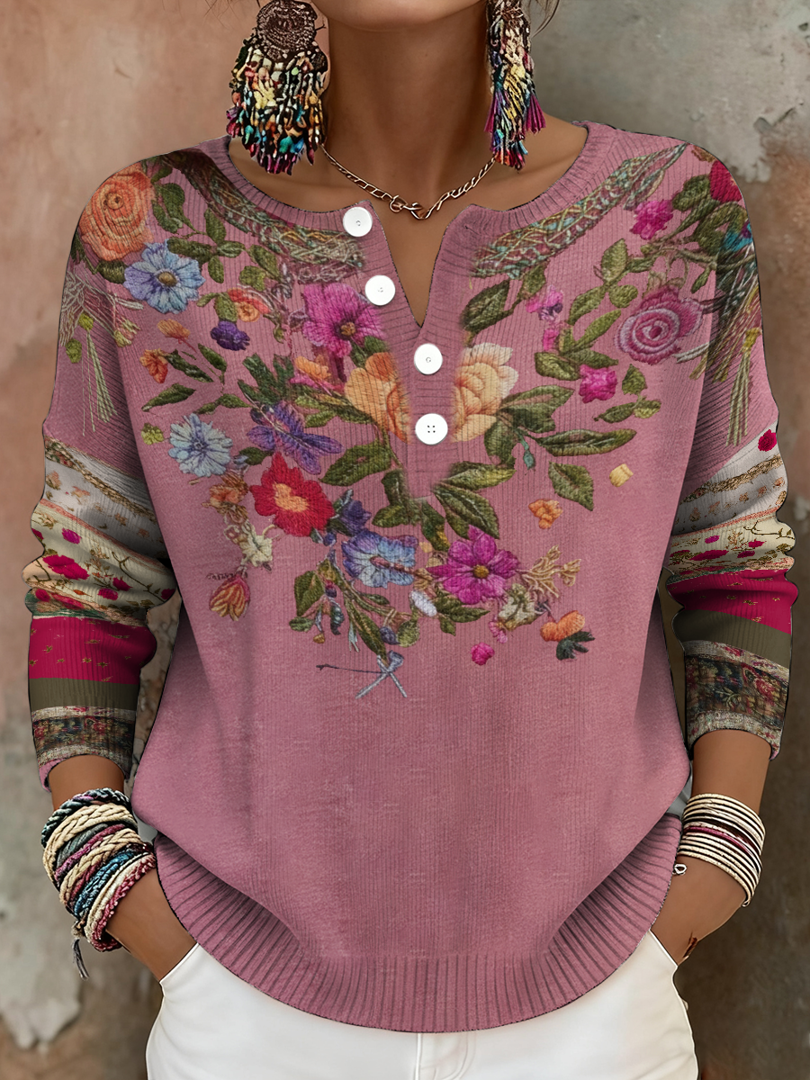 Women's Breast Cancer Awareness Floral Art Printed Tops 0