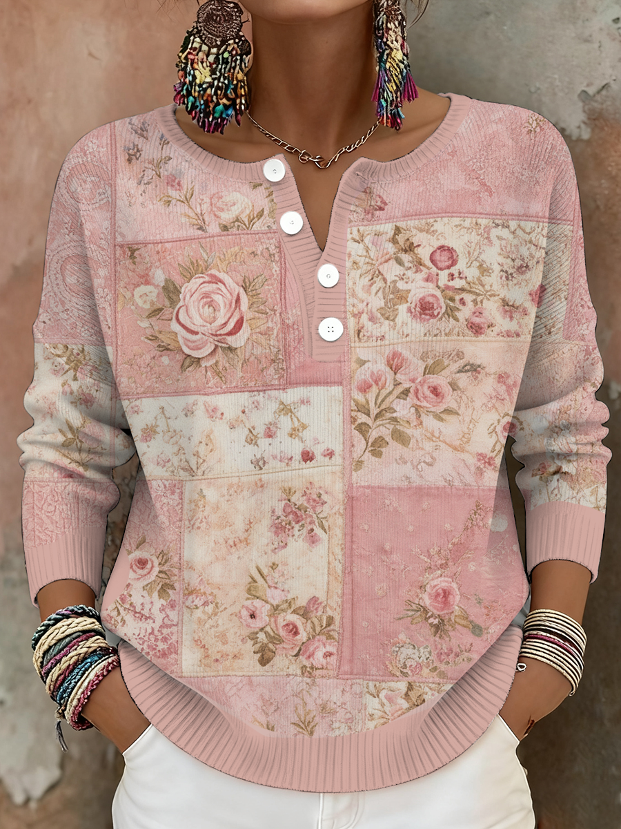 Women's Breast Cancer Awareness Floral Art Printed Tops 0