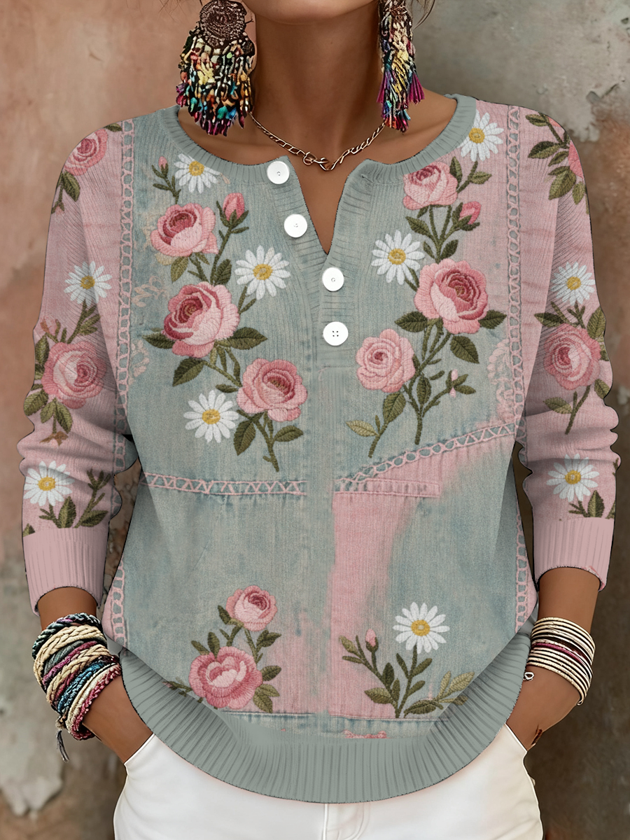 Women's Breast Cancer Awareness Floral Art Printed Tops 0