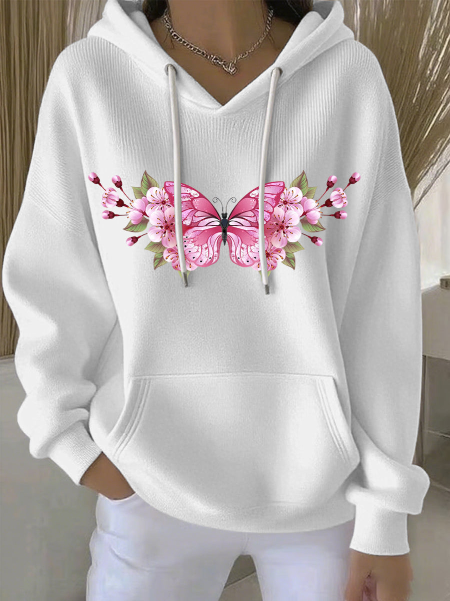 Women's Breast Cancer Pink Print Casual Hoodie 1