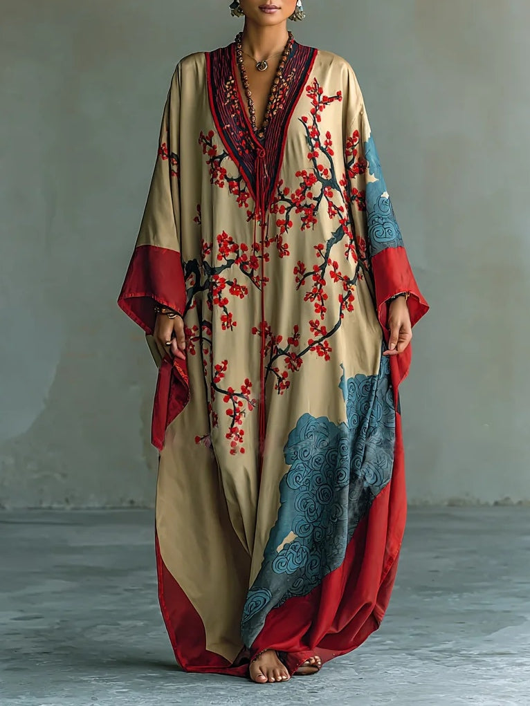 Yuki™ | Elegant Floral Maxi Dress With Sleeves 0