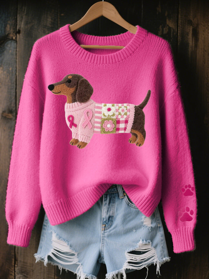Alba – Knitted Sweater with Dachshund Felt Motif
