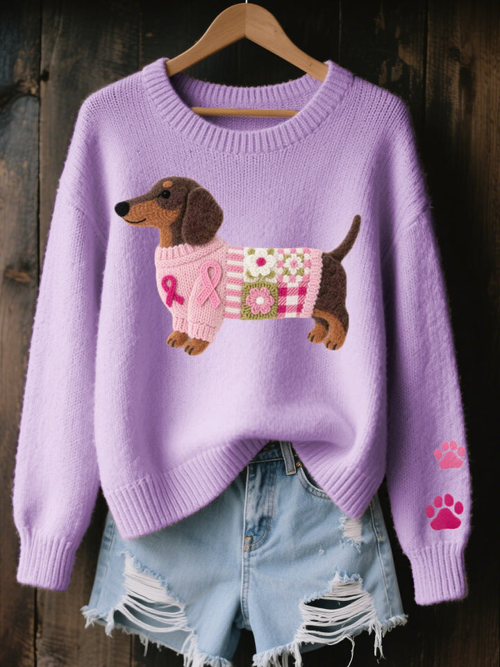 Alba – Knitted Sweater with Dachshund Felt Motif